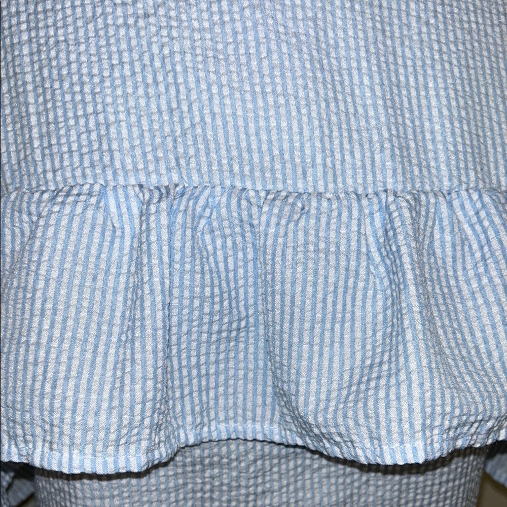 Blue Gingham Off-Shoulder Ruffle Dress - Picture 5 of 6